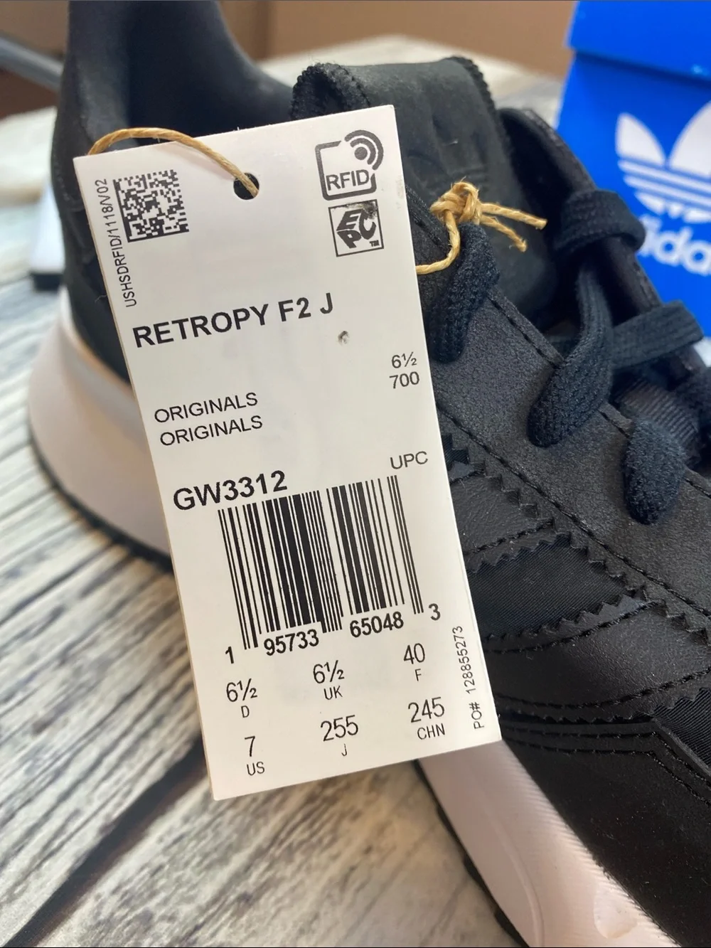 Adidas Retropy F2 J Sneakers Black/White sneakers Kids Size 7